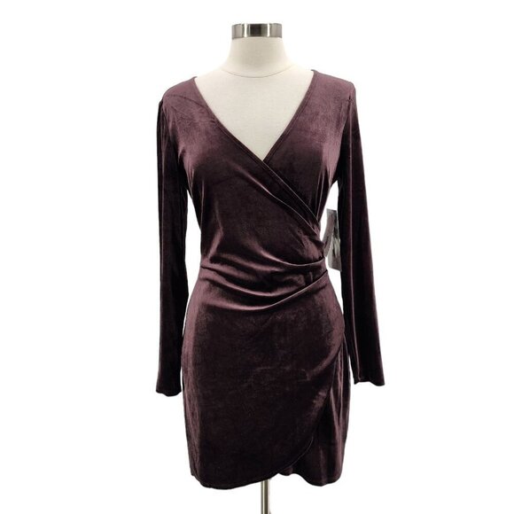 NWD Honey and Rosie Velvet Fitted Long Sleeve Brown Mini Dress Womens Large - Picture 1 of 12